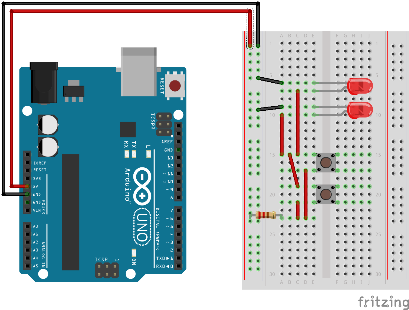 leds and switches in parallel