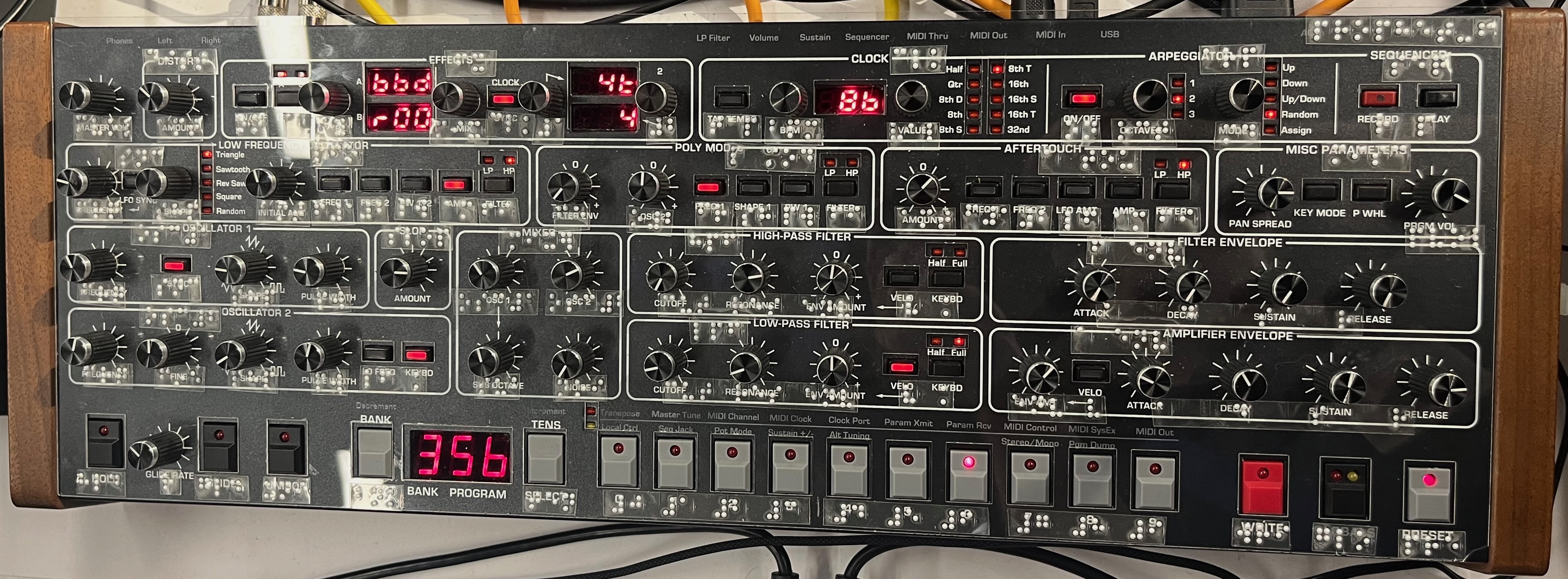 Sequential Prophet 6 module with braille